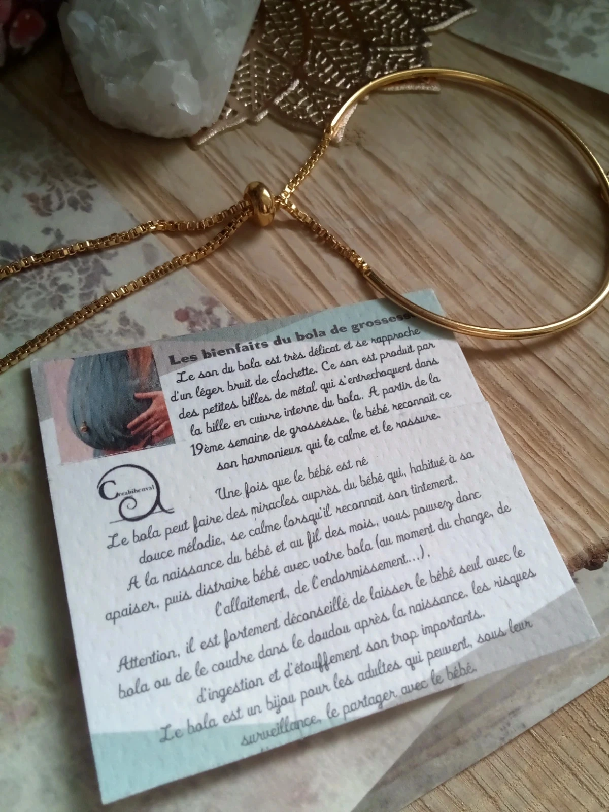 Bracelet pendentif bola doré et bleu – photo 2
